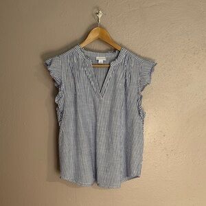 Liz Claiborne Blue and White Striped Blouse